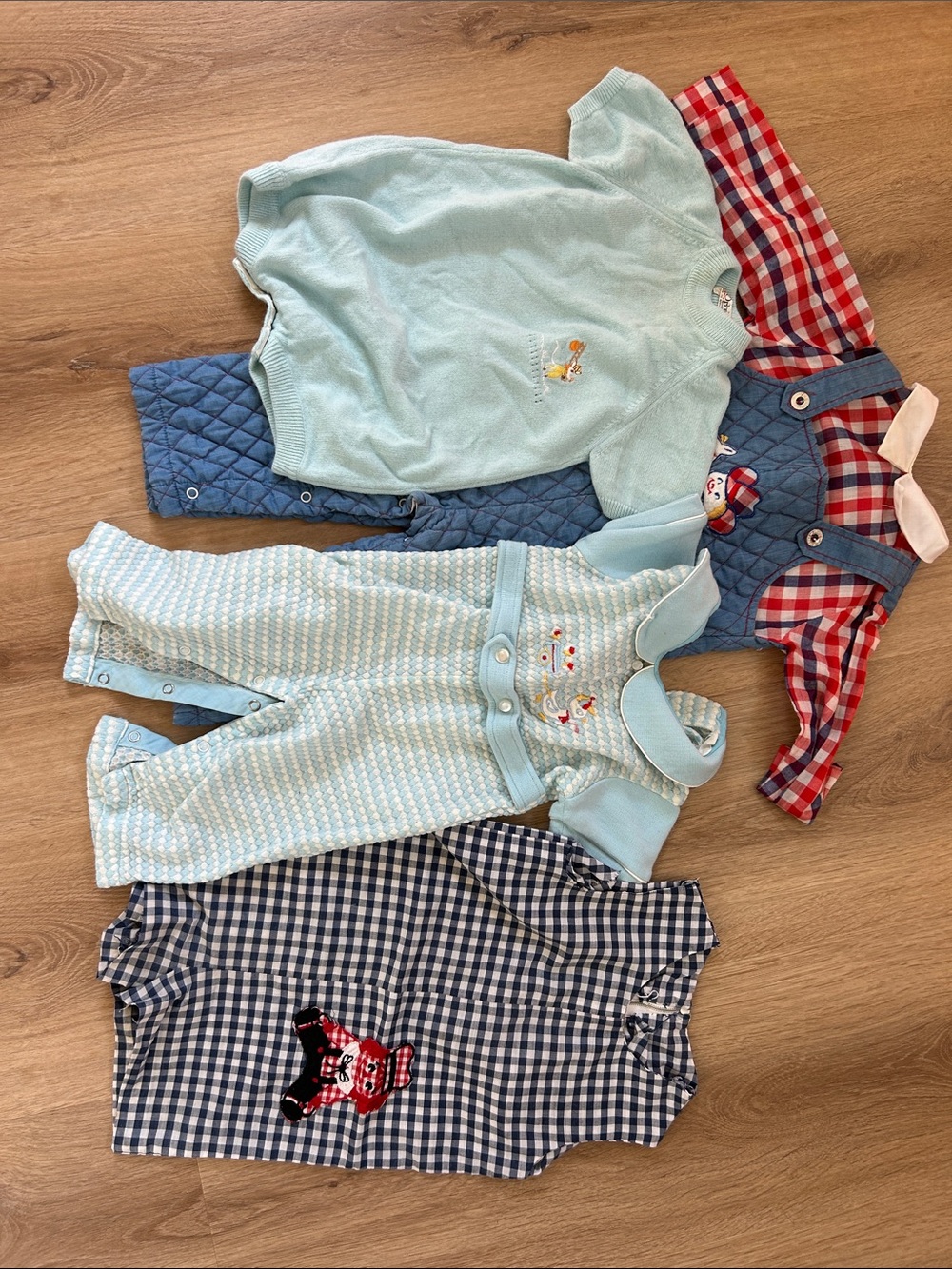 Baby Boy Vintage Mixed Outfit Bundle in Light Blue, Navy & Red